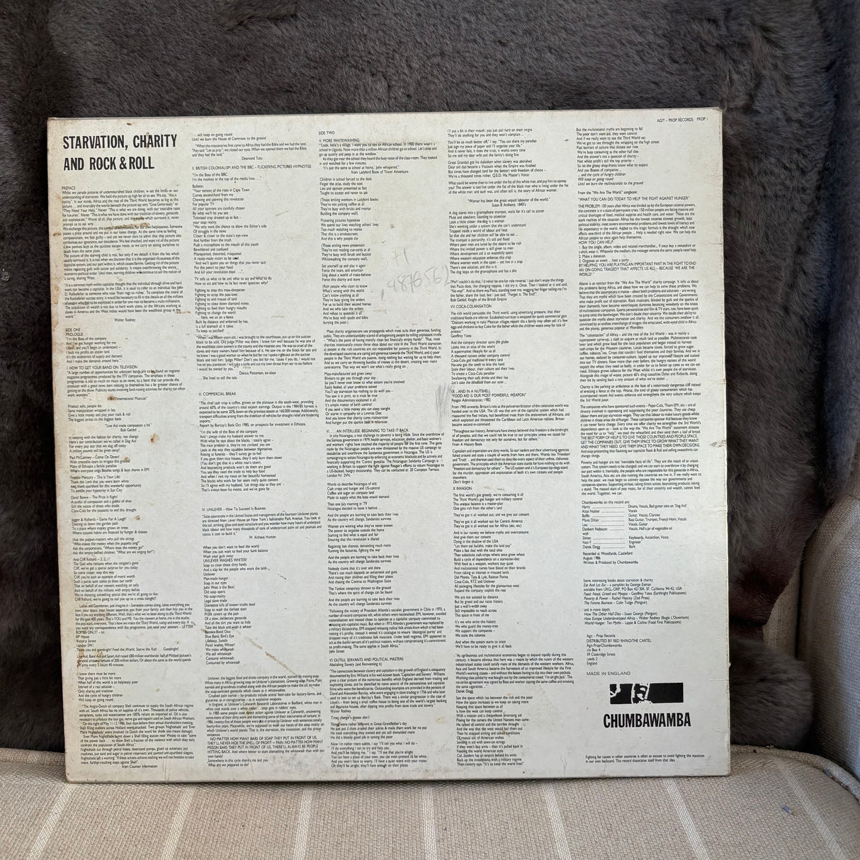 Chumbawamba - Starvation, Charity And Rock & Roll - VINYL