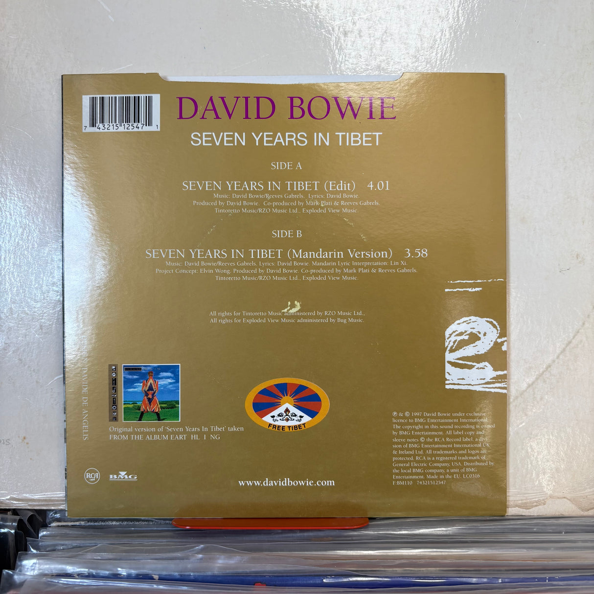 David Bowie - Seven Years In Tibet Clear Single Vinyl