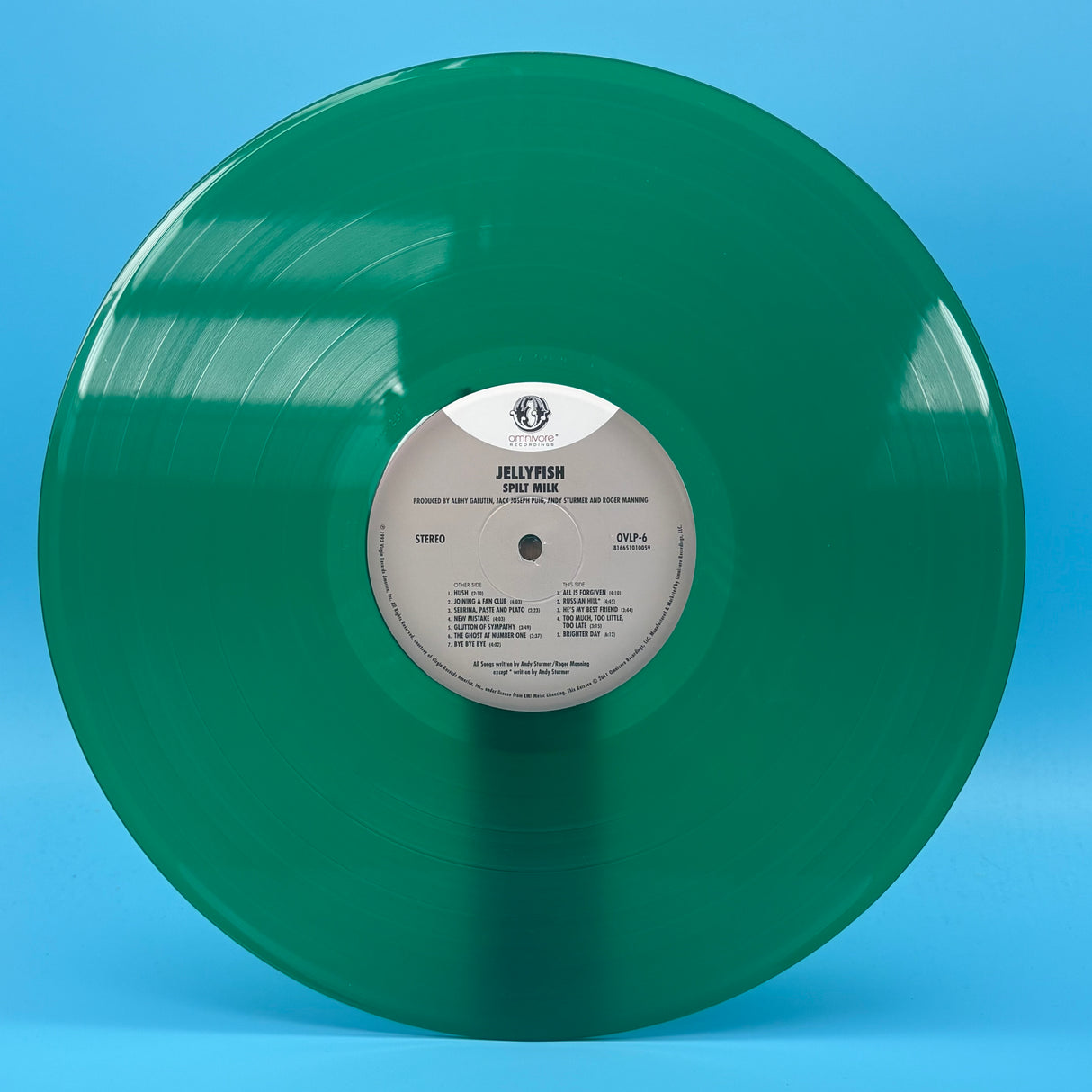 Jellyfish - Spilt Milk 2012 Reissue Ltd to 1500 copies with Postcard Green Vinyl