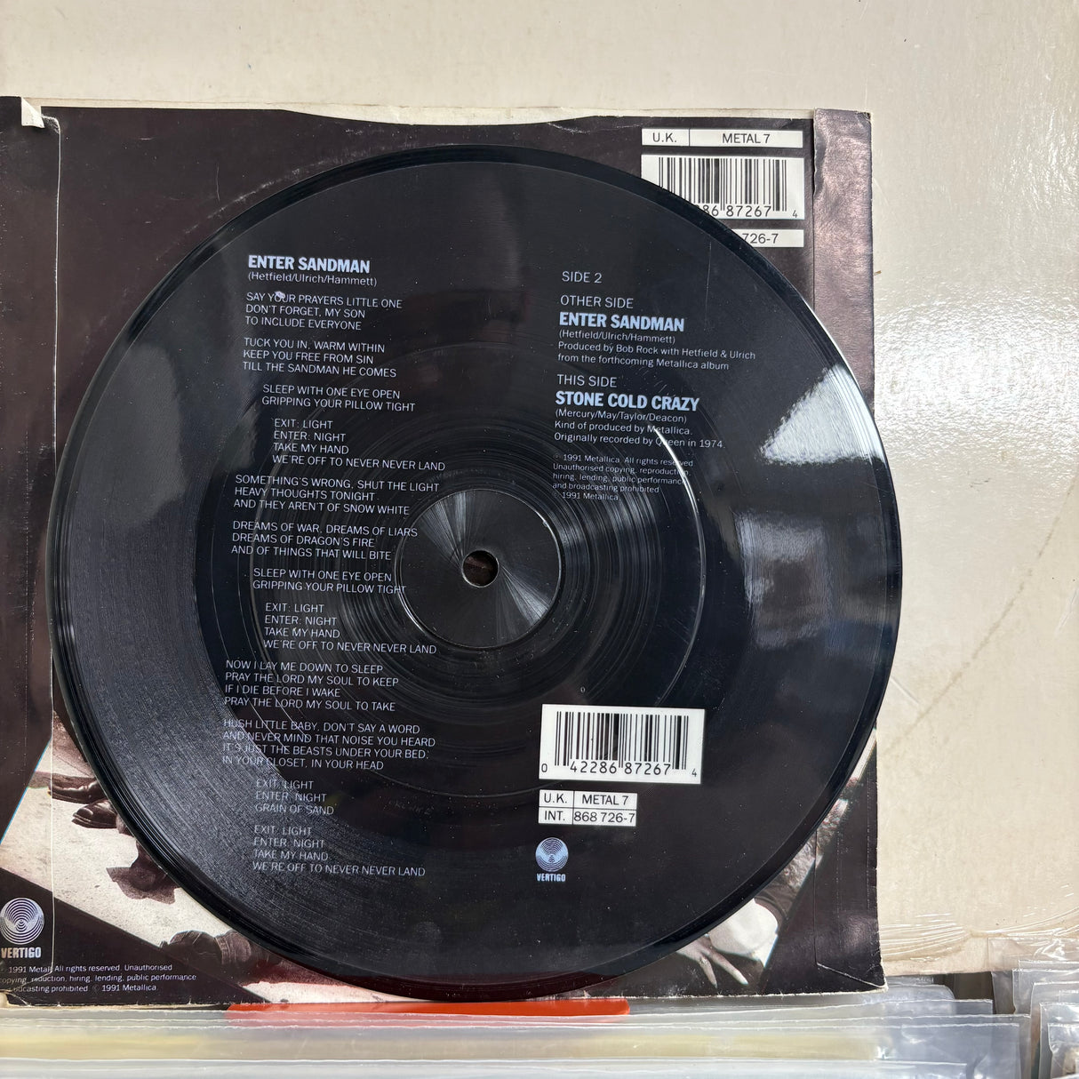 Metallica - Enter Sandman Picture Disc Vinyl