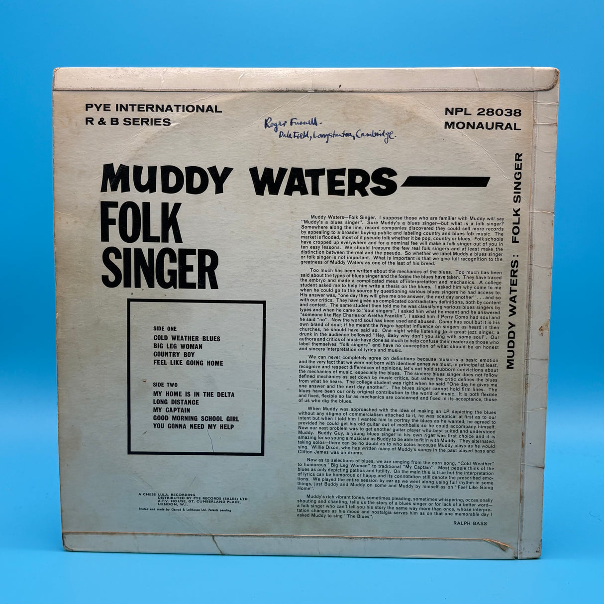 Muddy Waters - Folk Singer UK Original Vinyl