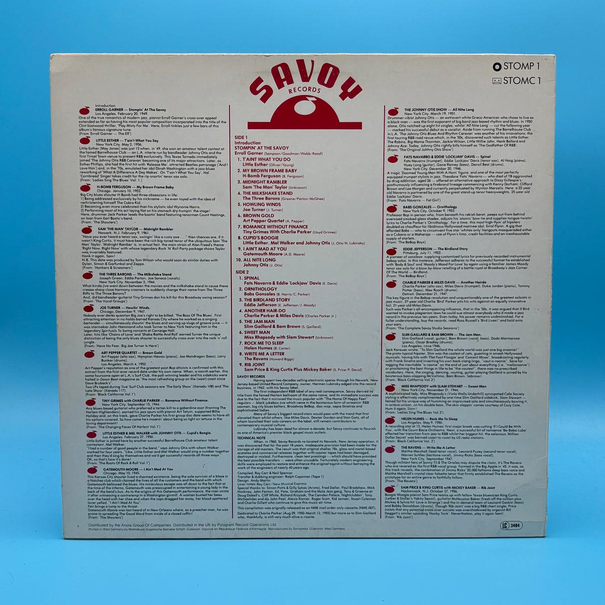 Various - Stomping At The Savoy Vinyl
