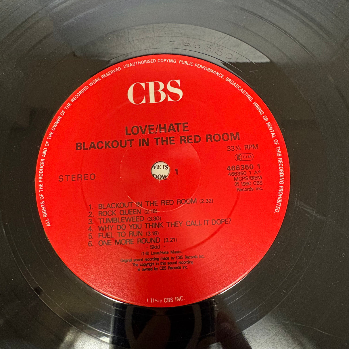 Love/Hate - Black Out In The Red Room - SIGNED - VINYL