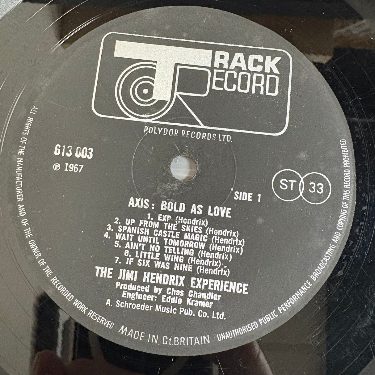 Jimi Hendrix - Axis: Bold As Love - Track Records Original - VINYL