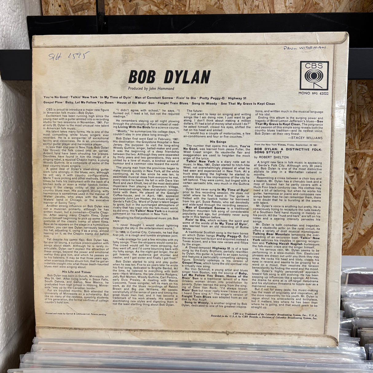 Bob Dylan - S/T - VINYL