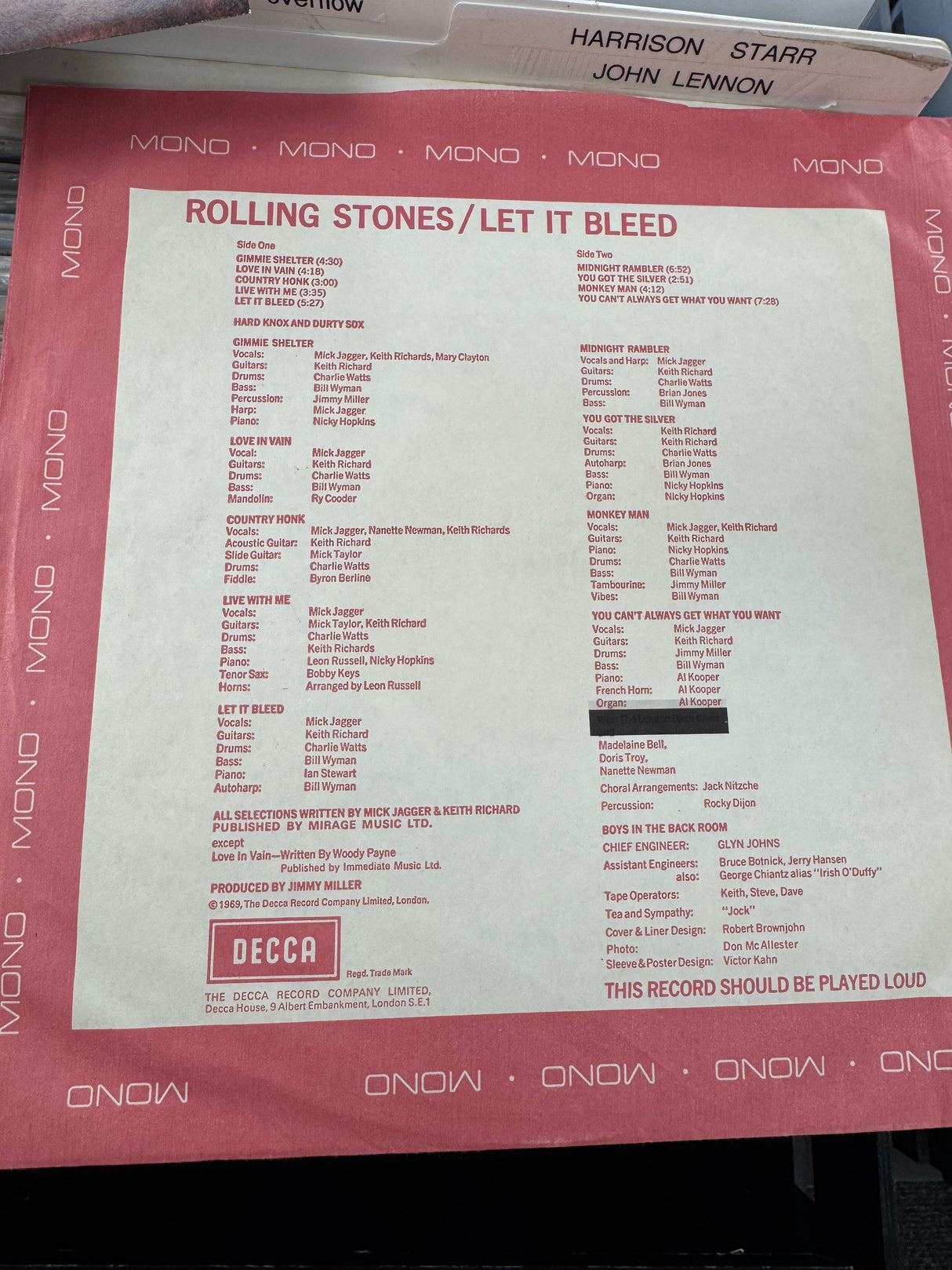 The Rolling Stones - Let it Bleed - Original Complete Mono - EX+/NM