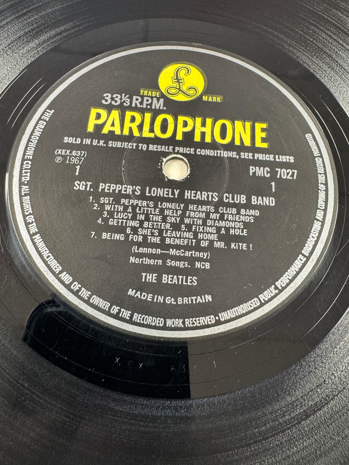 The Beatles - SGT Peppers Original - Omits A day in the life on Label - EX