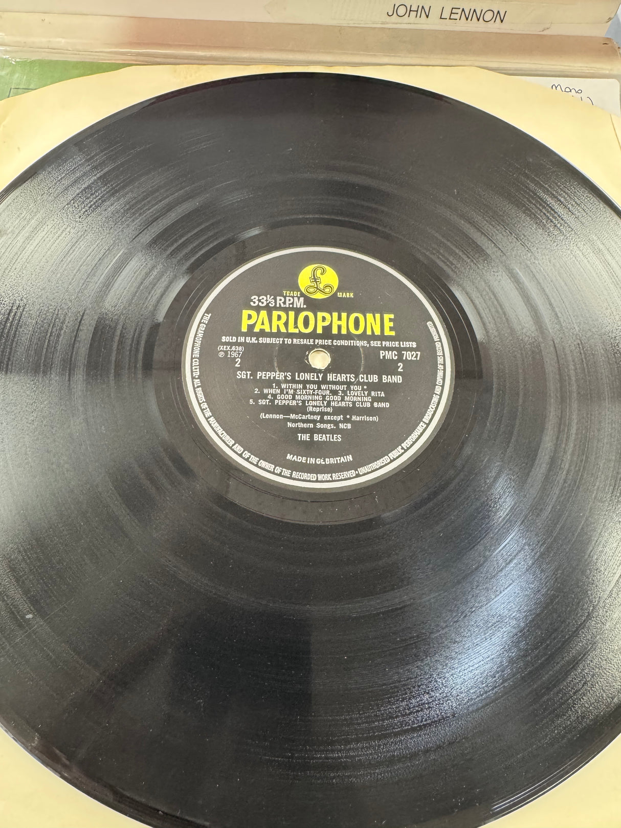 The Beatles - SGT Peppers Original - Omits A day in the life on Label - EX