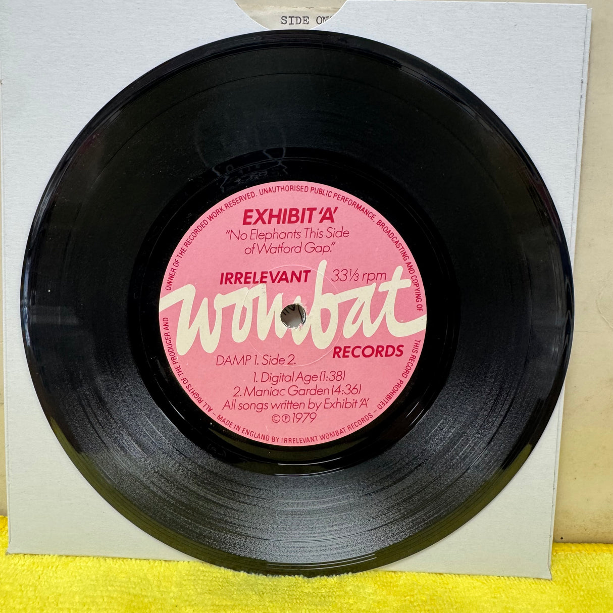 Exhibit A - No Elephants This Side Of Watford Gap - 7 inch Single - VINYL