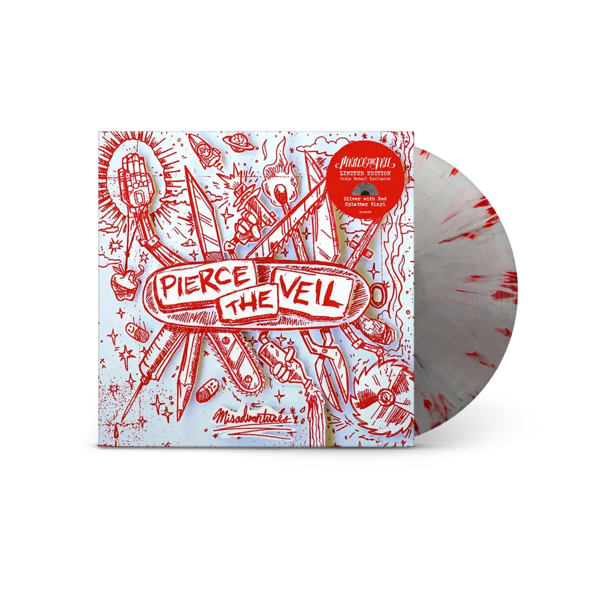 Pierce the Veil Misadventures (10th Anniversary) Indies Silver with Red Splatter Vinyl
