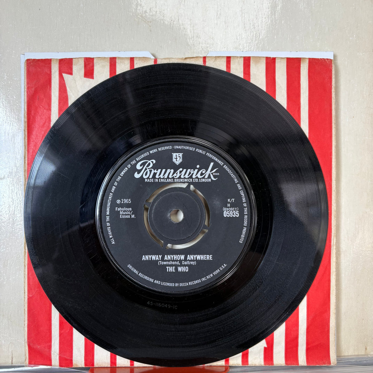 The Who - Anyway Anyhow Anywhere BrunswickVinyl Single