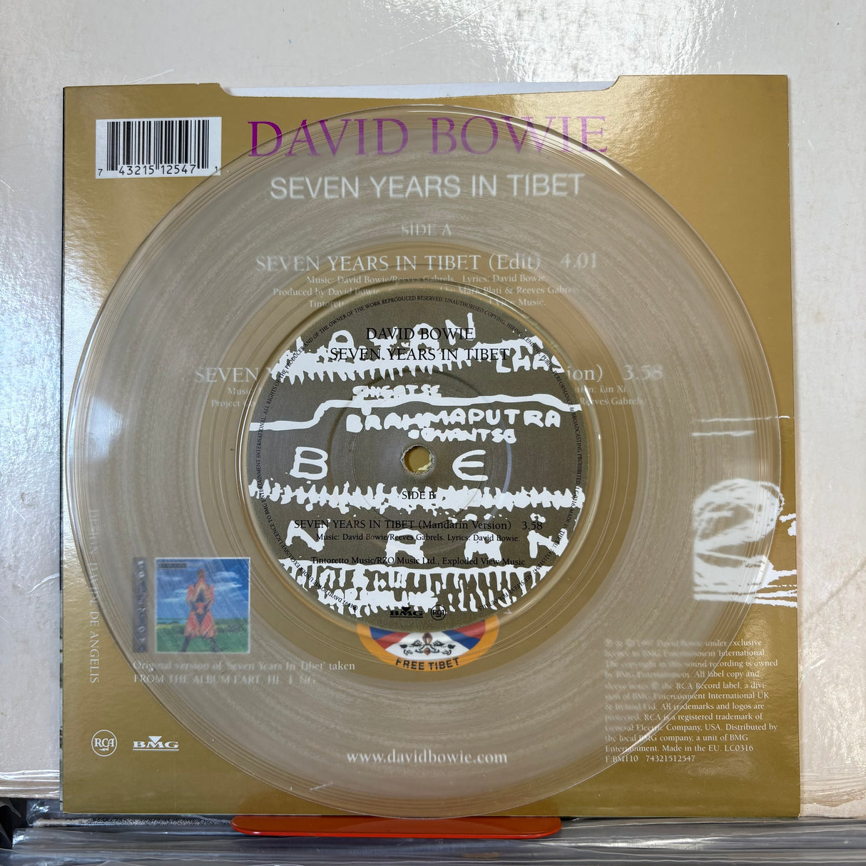 David Bowie - Seven Years In Tibet Clear Single Vinyl