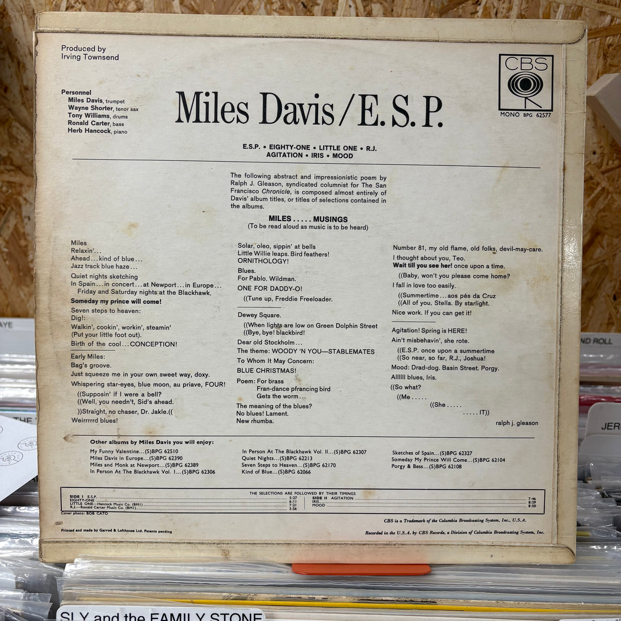 Miles Davis - E.S.P - Single Sided White Label - VINYL