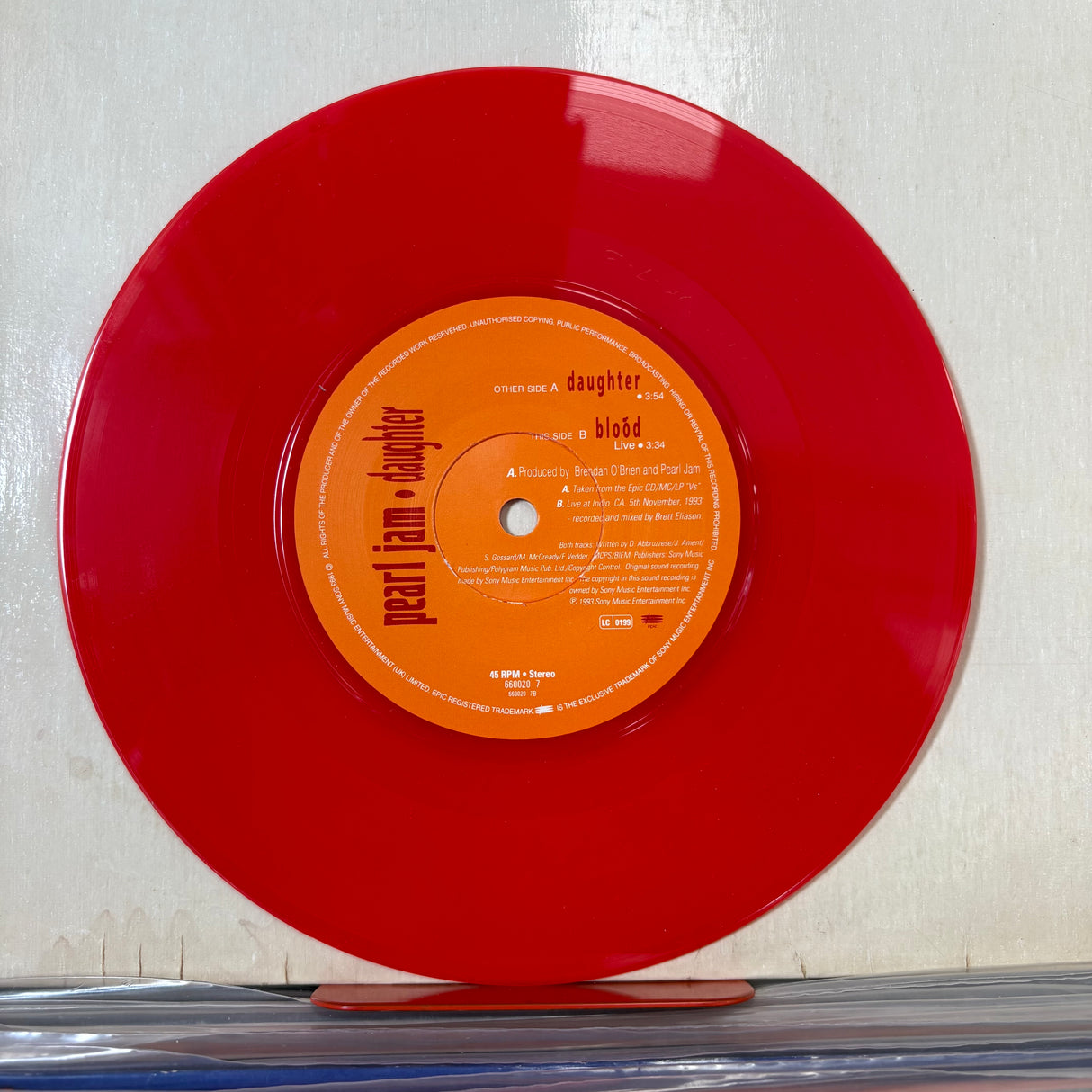 Pearl Jam - Daughter Red Vinyl Single