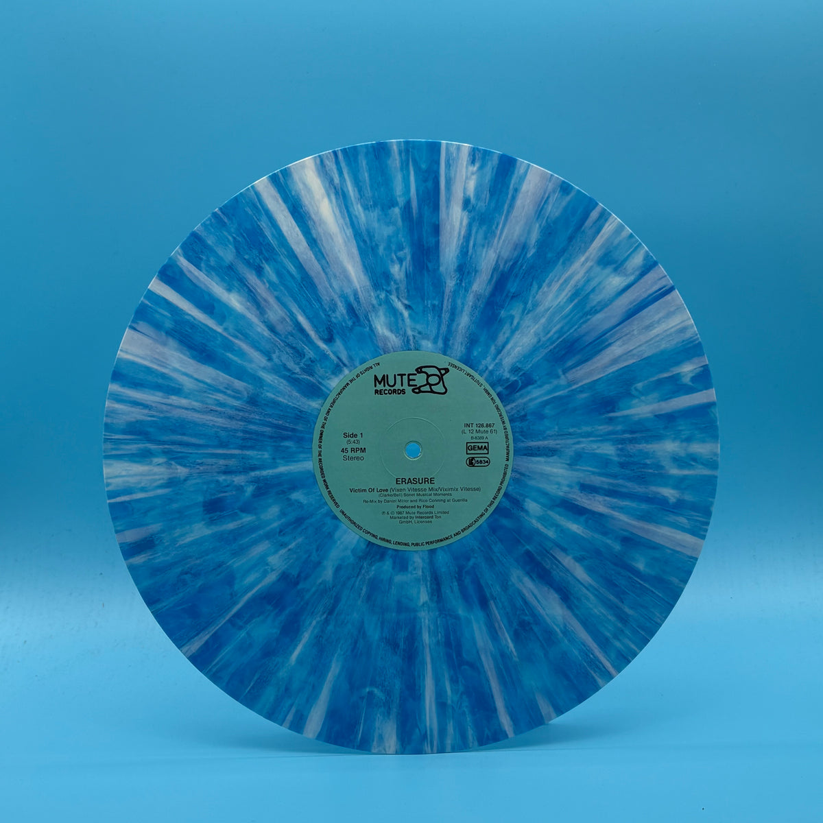 Erasure - Victim Of Love Blue Splatter 12” Single Vinyl