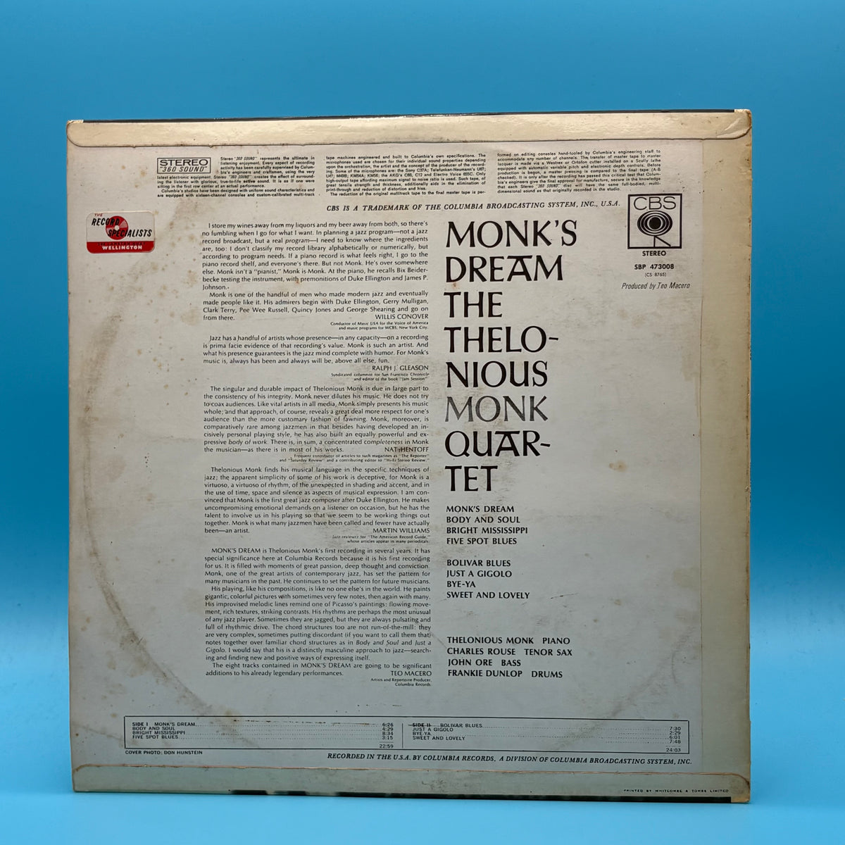 Thelonious Monk - Monks Dream New Zealand Press Vinyl
