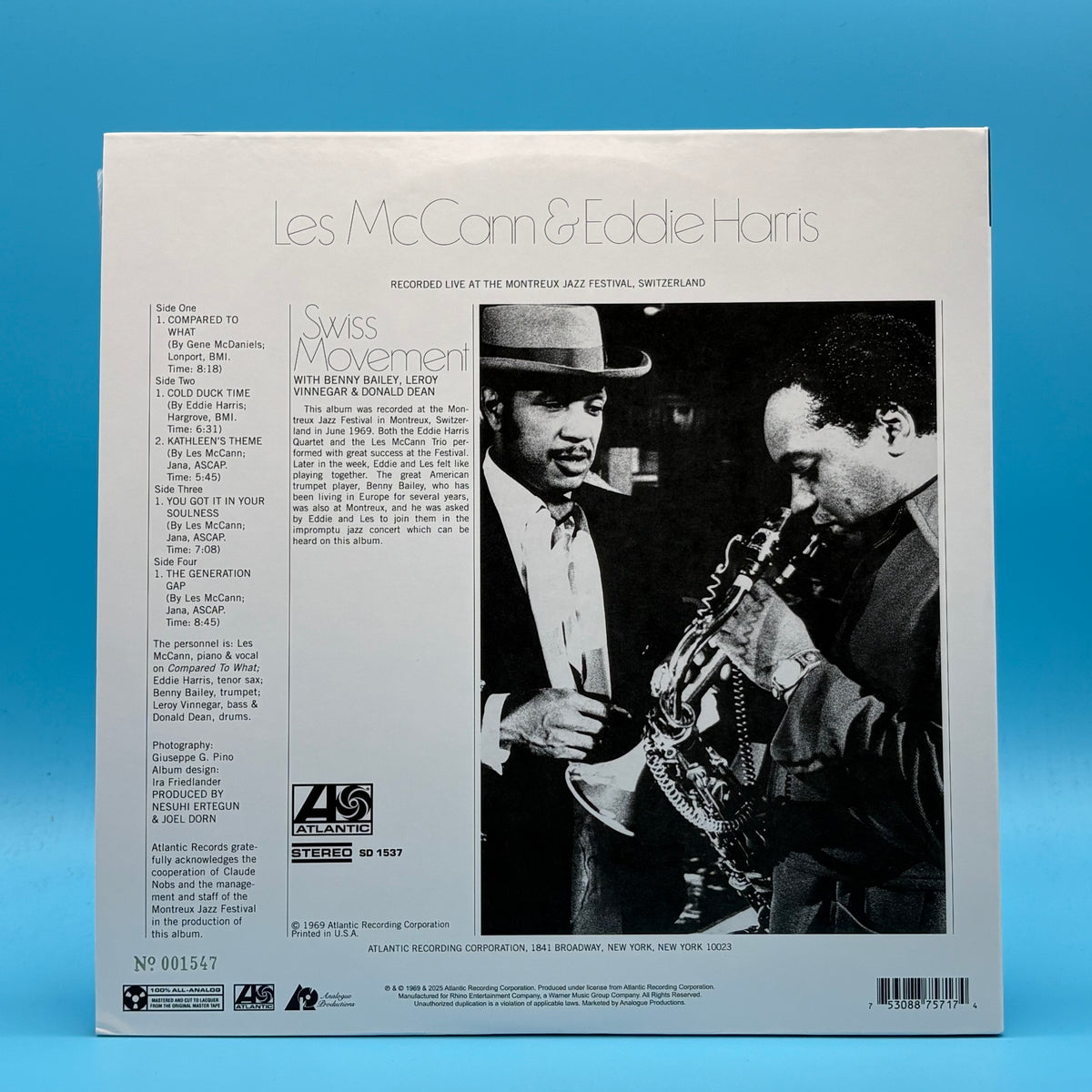 Les McCann & Eddie Harris - Swiss Movement  Numbered Audiophile Pressing Vinyl