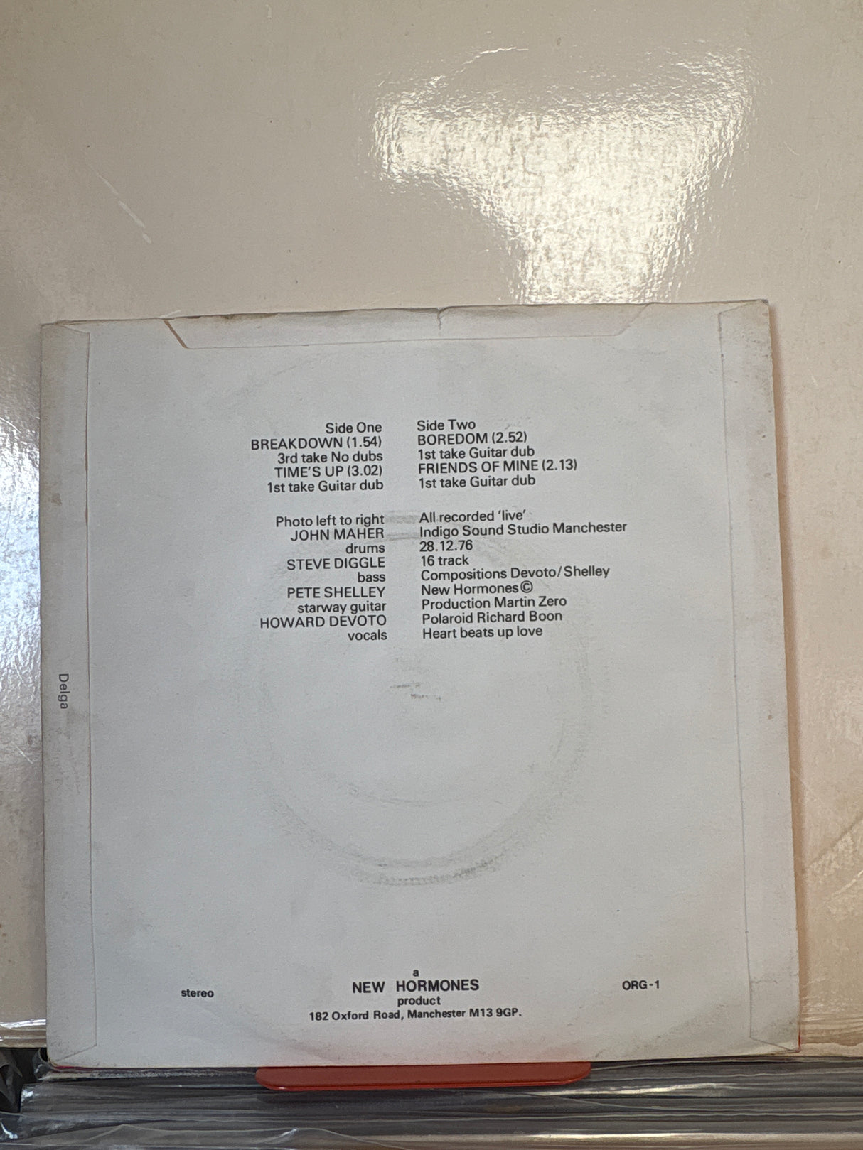 Buzzcocks - Spiral Scratch No Howard Divito Credit Vinyl