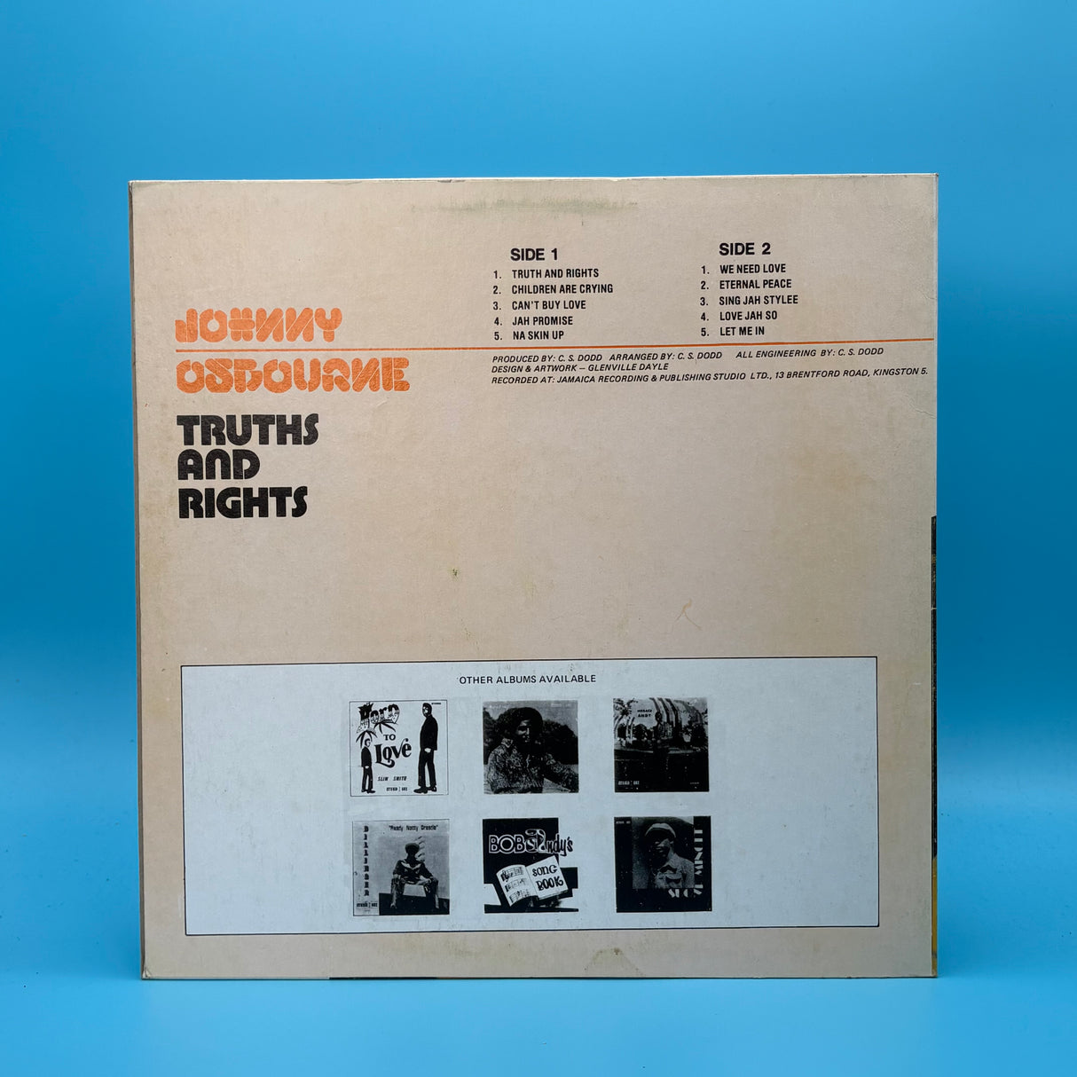 Johnny Osbourne - Truth And Rights Jamacian Press Vinyl