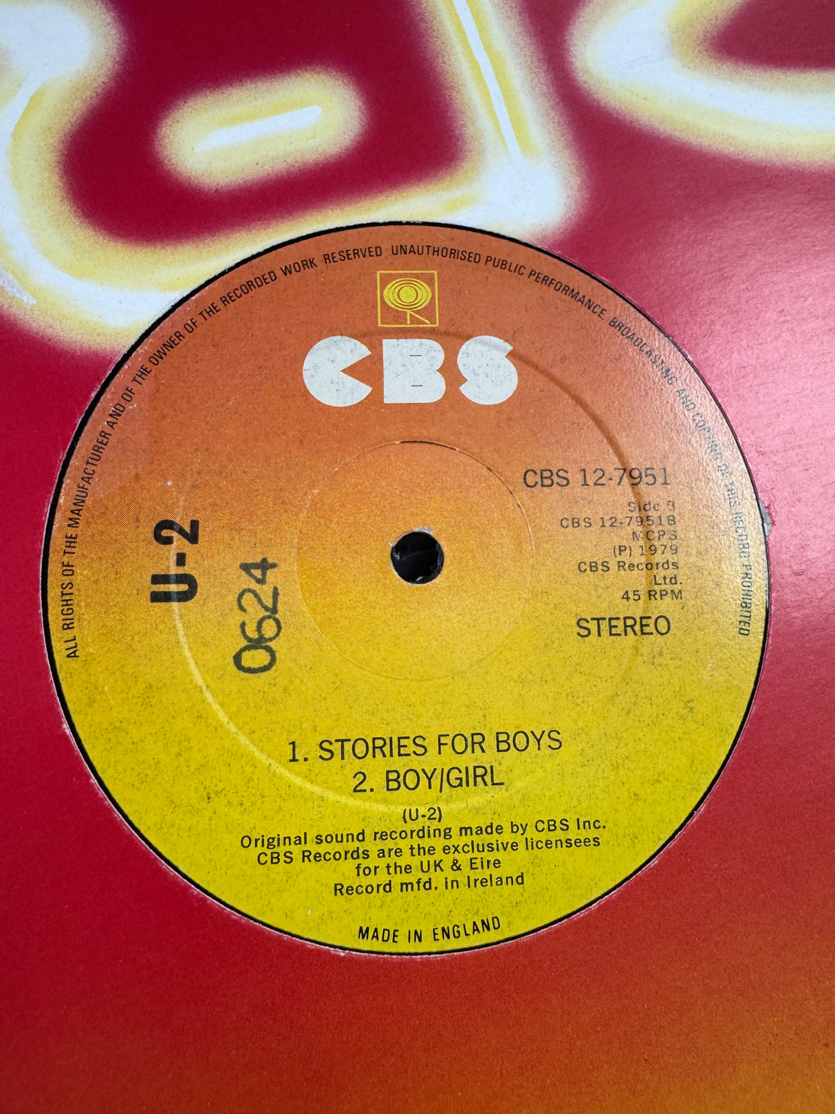 U2 - Out of Control 12 inch - Firat Press - Unnumbered sleeve