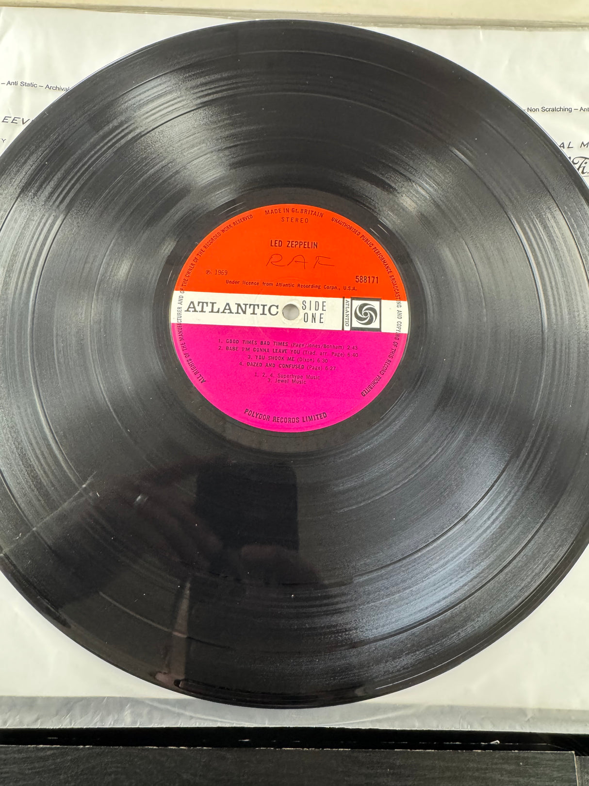 Led Zeppelin - Led Zeppelin 1 - Turquoise Sleeve - VG++