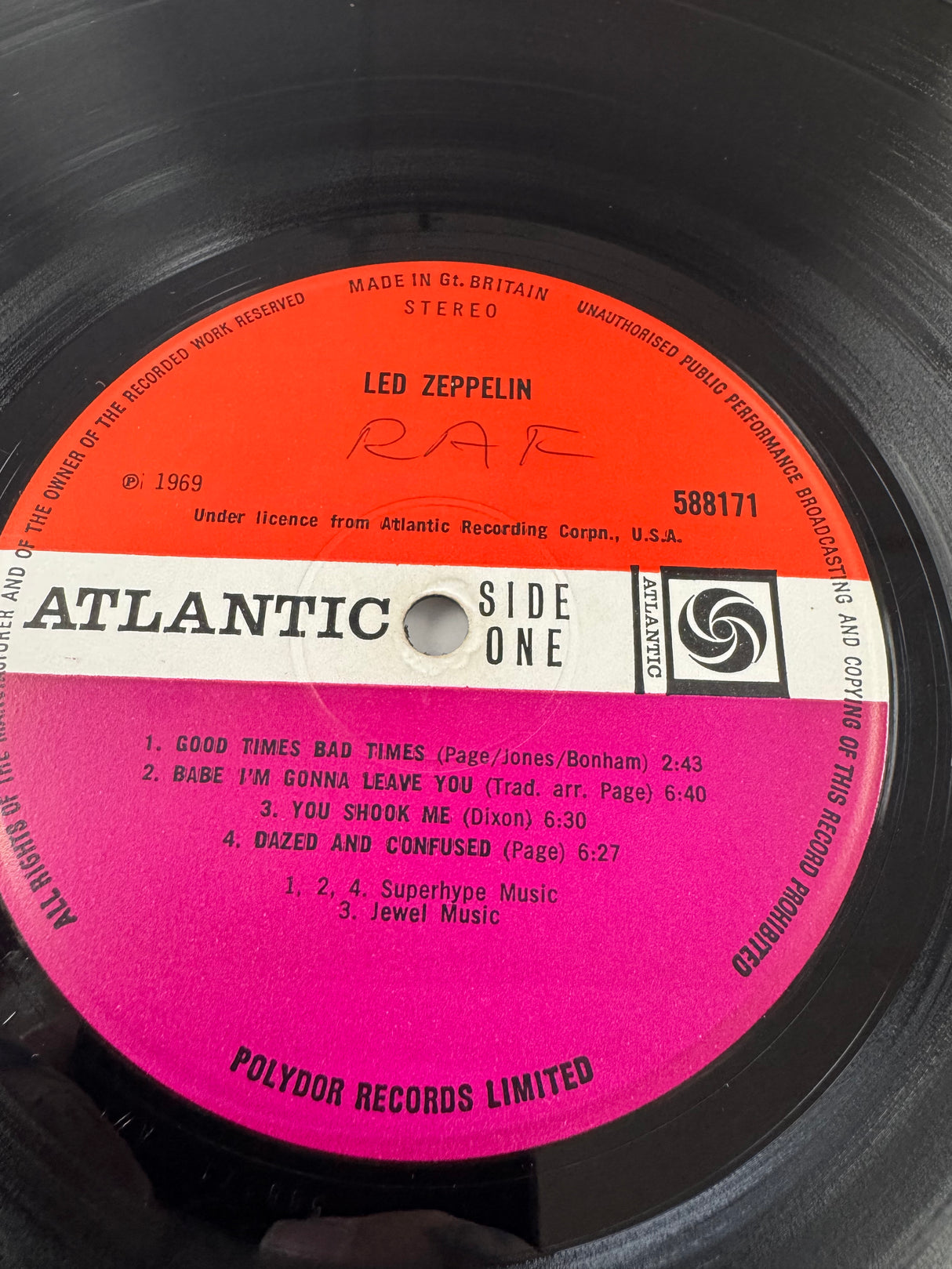 Led Zeppelin - Led Zeppelin 1 - Turquoise Sleeve - VG++