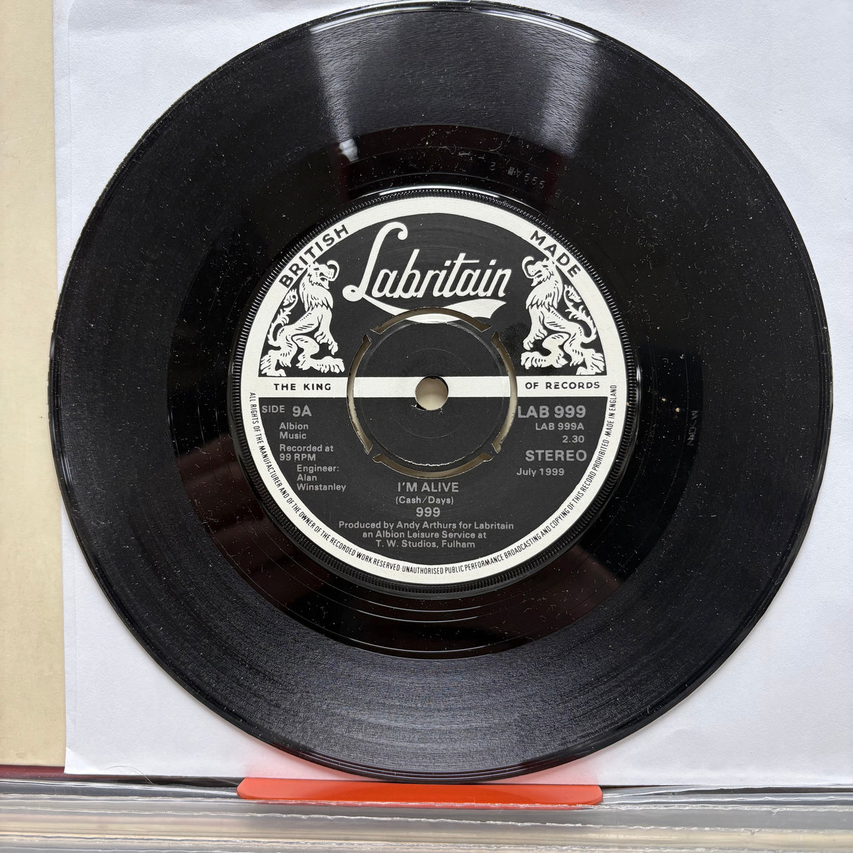 999 - I'm Alive/Quite Disappointing - 7 inch Single - VINYL