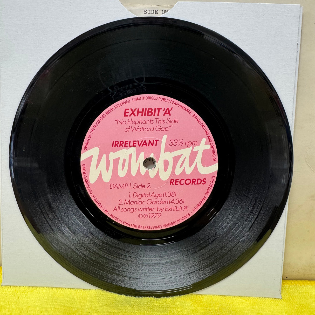 Exhibit A - No Elephants This Side Of Watford Gap - 7 inch Single - VINYL