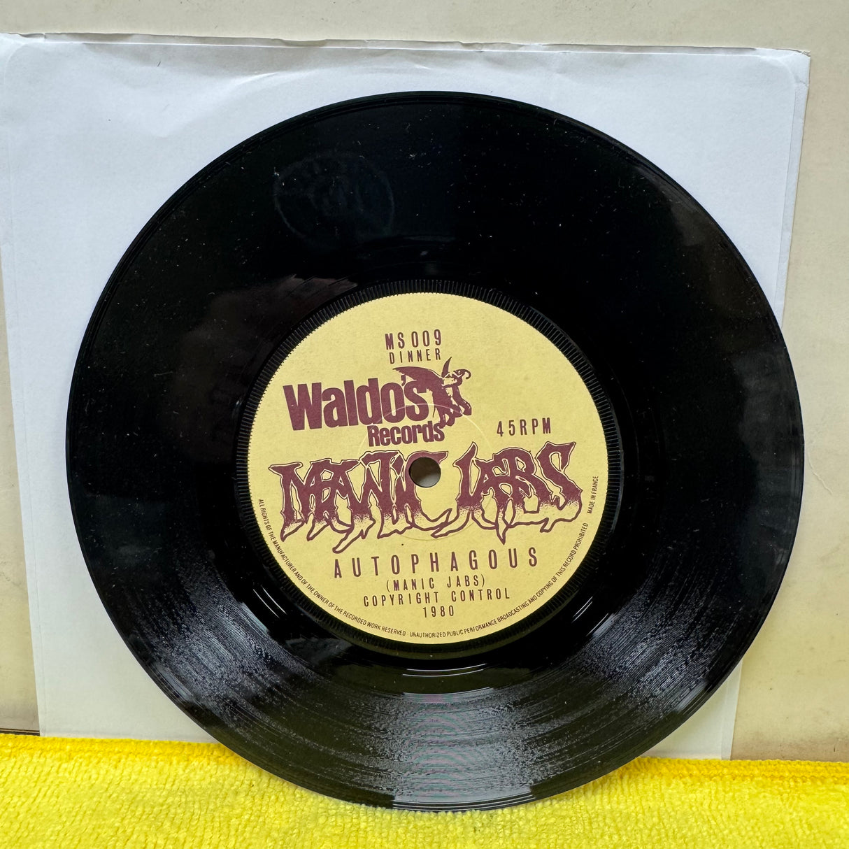 Manic Jabs - Autophagous - Complete With Inner Cold Out & Letter - 7 inch Single - VINYL
