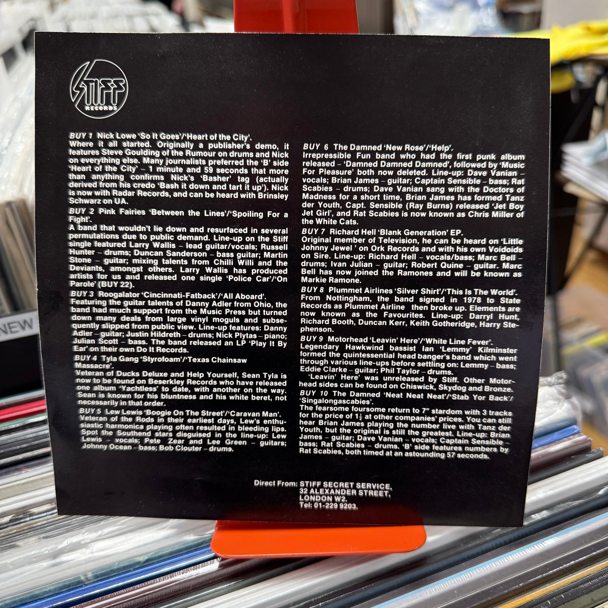 Stiff Records Singles Boxset - Complete and Unnumbered- Singles Vinyl